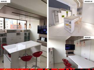 DISEÑO INTERIOR, HZ ARQUITECTOS SANTIAGO DISEÑO COCINAS JARDINES PAISAJISMO REMODELACIONES OBRA HZ ARQUITECTOS SANTIAGO DISEÑO COCINAS JARDINES PAISAJISMO REMODELACIONES OBRA Built-in kitchens Wood-Plastic Composite