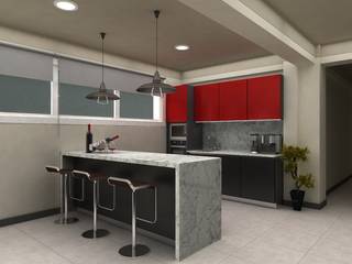 DISEÑO INTERIOR, HZ ARQUITECTOS SANTIAGO DISEÑO COCINAS JARDINES PAISAJISMO REMODELACIONES OBRA HZ ARQUITECTOS SANTIAGO DISEÑO COCINAS JARDINES PAISAJISMO REMODELACIONES OBRA مطبخ ذو قطع مدمجة أسمنت