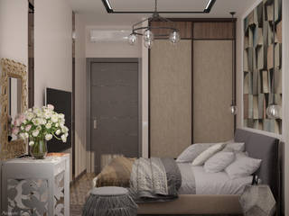 Дизайн спальни в квартире в стиле постмодернизм по ул. Селезнева, г.Краснодар, Студия интерьерного дизайна happy.design Студия интерьерного дизайна happy.design Bedroom