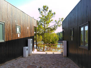 Modelo | T2 62m², Discovercasa | Casas de Madeira & Modulares Discovercasa | Casas de Madeira & Modulares Prefab woning Massief hout Bruin