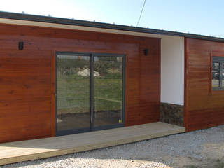 Modelo | T1 55m², Discovercasa | Casas de Madeira & Modulares Discovercasa | Casas de Madeira & Modulares Houten huis Hout Bruin