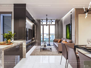 Thiết kế phong cách hiện đại tiện nghi cho căn hộ Park 7 Vinhomes Central Park, ICON INTERIOR ICON INTERIOR Modern Living Room