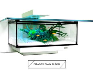 Table basse blanche avec aquarium - TINY 20 LED - sans fil, VPA DESIGN VPA DESIGN Salon moderne MDF