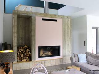 Maison L02, 3B Architecture 3B Architecture Minimalist living room Concrete Grey