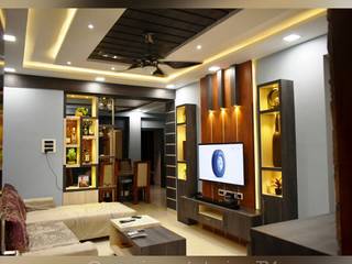 3 BHK Flat Ful Decoration, Creazione Interiors Creazione Interiors Salon moderne