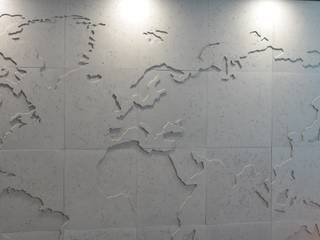 Wandweltkarte in Betonoptik aus Gips - MAP OF THE WORLD, Loft Design System Deutschland - Wandpaneele aus Bayern Loft Design System Deutschland - Wandpaneele aus Bayern Pareti & Pavimenti in stile moderno