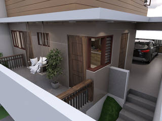 Brand new 2 storey house - Terrace backview homify Modern balcony, veranda & terrace