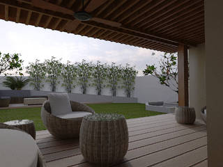 Major renovation and expansion project in Talisay City - Garden and Lounge area homify Modern balcony, veranda & terrace