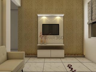 2 BHK interior, Ghar360 Ghar360 Вітальня