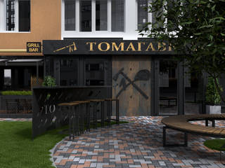 гриль-бар "Томагавк", YOUSUPOVA YOUSUPOVA Industrial style balcony, veranda & terrace