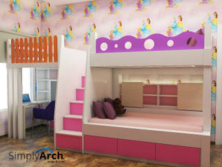 N-House Children's Bunk Bed Design, Simply Arch. Simply Arch. Dormitorios de estilo escandinavo Rosa