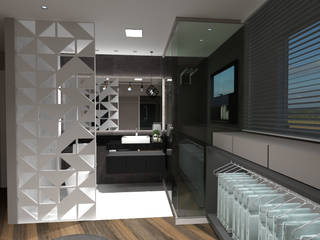 Banheiro contemporâneo, Cláudia Legonde Cláudia Legonde Modern bathroom Glass Grey