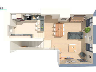 Décoration de l'espace salon/salle à manger - Sermérieu, 1.61 design 1.61 design Single family home Bricks