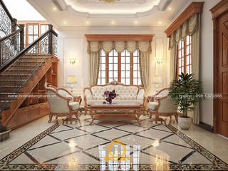 Dự án thiết kế nội thất tân cổ điển cho nhà liền kề, Nội thất Long Thành Nội thất Long Thành Living room Wood effect