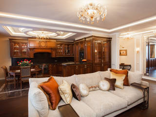 Квартира на ул. Новгородская, ООО "Филиграна" ООО 'Филиграна' Living room Textile Amber/Gold