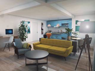 Apartamento . Parede . Remodelação . Alteração, aponto aponto Moderne Wohnzimmer Mehrfarbig