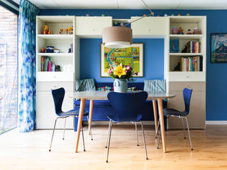 Interieurplan voor een woonkamer en eethoek in Oegstgeest, Regina Dijkstra Design Regina Dijkstra Design Eclectic style dining room