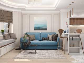Дизайн двухкомнатной квартиры в серо-голубой гамме, GM-interior GM-interior Grau