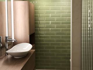 Baño en tonos verdes, Taller de Disseny G+G S.L Taller de Disseny G+G S.L Ванная в средиземноморском стиле Плитка