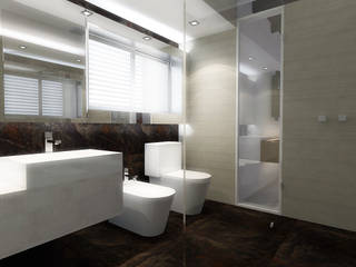 Lomas de Las Mercedes, RRA Arquitectura RRA Arquitectura Phòng tắm phong cách tối giản gốm sứ Brown