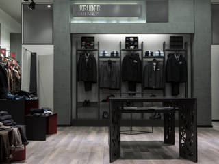 Progettazione locale commerciale a Roma per abbigliamento uomo - Kruder , DUOLAB Progettazione e sviluppo DUOLAB Progettazione e sviluppo Office spaces & stores Concrete Grey