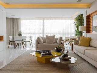 Apartamento Ocean Front por Elaine Ramos, Elaine Ramos | Arquitetos Associados Elaine Ramos | Arquitetos Associados 모던스타일 거실