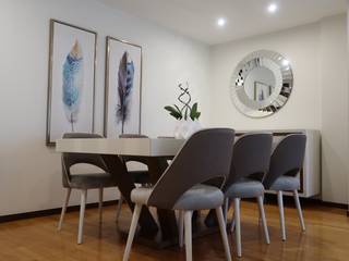 Sala de estar e jantar acolhedora, Alma Braguesa Furniture Alma Braguesa Furniture Ruang Makan Modern Kayu Buatan Transparent