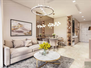 THIẾT KẾ CĂN HỘ MONOCHROME HIỆN ĐẠI - Căn hộ Vinhomes Golden River, ICON INTERIOR ICON INTERIOR Modern Living Room