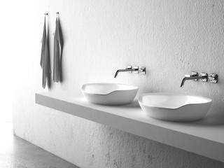 Aufsatzwaschbecken und freistehende Badewanne aus Mineralguss - Pavo , ZICCO GmbH - Waschbecken und Badewannen in Blankenfelde-Mahlow ZICCO GmbH - Waschbecken und Badewannen in Blankenfelde-Mahlow Modern Bathroom Marble White