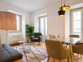 Apartamento c/ 3 quartos - São Bento, Lisboa, Traço Magenta - Design de Interiores Traço Magenta - Design de Interiores Salas de estilo moderno Rojo