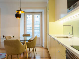 Apartamento c/ 3 quartos - São Bento, Lisboa, Traço Magenta - Design de Interiores Traço Magenta - Design de Interiores Comedores de estilo moderno Ámbar/Dorado