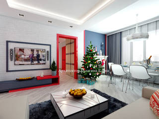 Яркий красный цвет в интерьере , Архитектурное Бюро "Капитель" Архитектурное Бюро 'Капитель' Living room