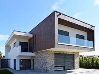 Villa moderna in legno a Romano di Lombardia (BG), Marlegno Marlegno Maison individuelle Bois Effet bois