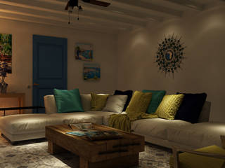 Оформление виллы в средиземноморском стиле, студия Design3F студия Design3F Ruang Keluarga Gaya Mediteran