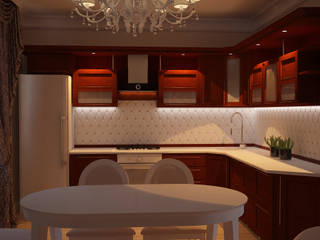 Небольшая кухня с темной мебелью, студия Design3F студия Design3F Classic style kitchen