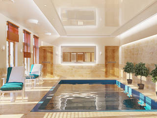 Бассейн в частном доме в Польше, студия Design3F студия Design3F Minimalist pool