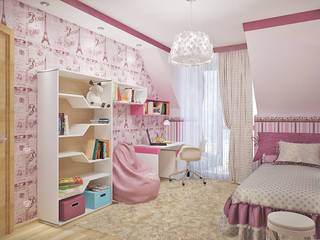 Комната для девочки, розовый цвет, студия Design3F студия Design3F Eclectic style nursery/kids room