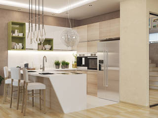 Интерьер кухни в современной стилистике, студия Design3F студия Design3F Minimalist kitchen