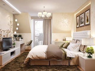 Интерьер спальни с настенной росписью, студия Design3F студия Design3F Kamar Tidur Gaya Eklektik
