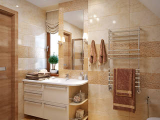 Ванная комната в бежевых тонах, студия Design3F студия Design3F حمام