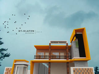 Workshop Grill dan Mess Karyawan, CASA.ID ARCHITECTS CASA.ID ARCHITECTS Gewerbeflächen Eisen/Stahl Orange