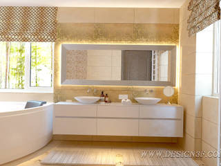 Интерьер ванной комнаты с окном, студия Design3F студия Design3F حمام