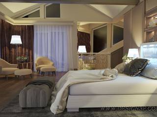 Интерьер спальни на мансарде, студия Design3F студия Design3F Bedroom
