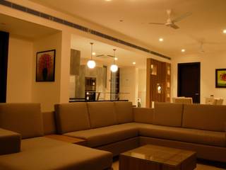 Apartment interiors- MRCNagar, Chennai, Synergy Architecture and Interiors Synergy Architecture and Interiors Ruang Keluarga Modern