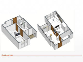interior apartemen design, jaas.design jaas.design Camera da letto moderna Compensato Bianco