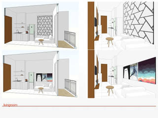 interior apartemen design, jaas.design jaas.design SalonAkcesoria i dekoracje Sklejka Biały