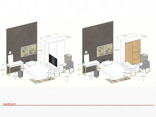 interior apartemen design, jaas.design jaas.design Camera da lettoArmadi & Cassettiere Compensato Bianco
