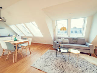 Dachgeschoss-Maisonette in 1150 Wien, VIENNA HOME STAGING VIENNA HOME STAGING Moderne Wohnzimmer