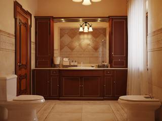 Интерьер ванной в темном цвете, студия Design3F студия Design3F حمام