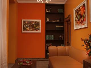 Комната оранжевого цвета, студия Design3F студия Design3F غرفة المعيشة